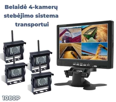 Belaidė, 4CH vaizdo stebėjimo sistema transportui: pagrindinis komplekto vaizdas su 4 AHD 1080P