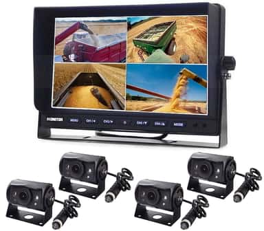9' colių vaizdo stebėjimo sistema 4ch, transportui su 1080P kameromis ir naktiniu pašvietimu, sk