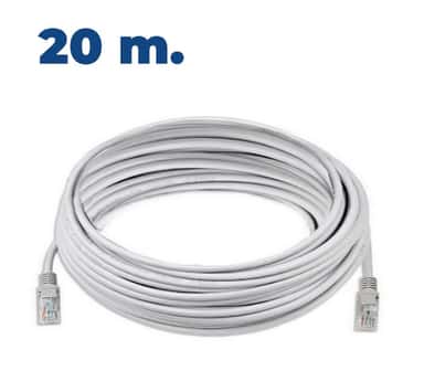 Apsaugos kamerų UTP kabelis su 2xRJ-45 jungtimis, skirtas patikimam PoE IP kamerų prijungimui prie vaizdo stebėjimo sistemos.